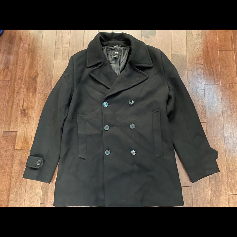 H&M black trench coat 6 buttons size 46R